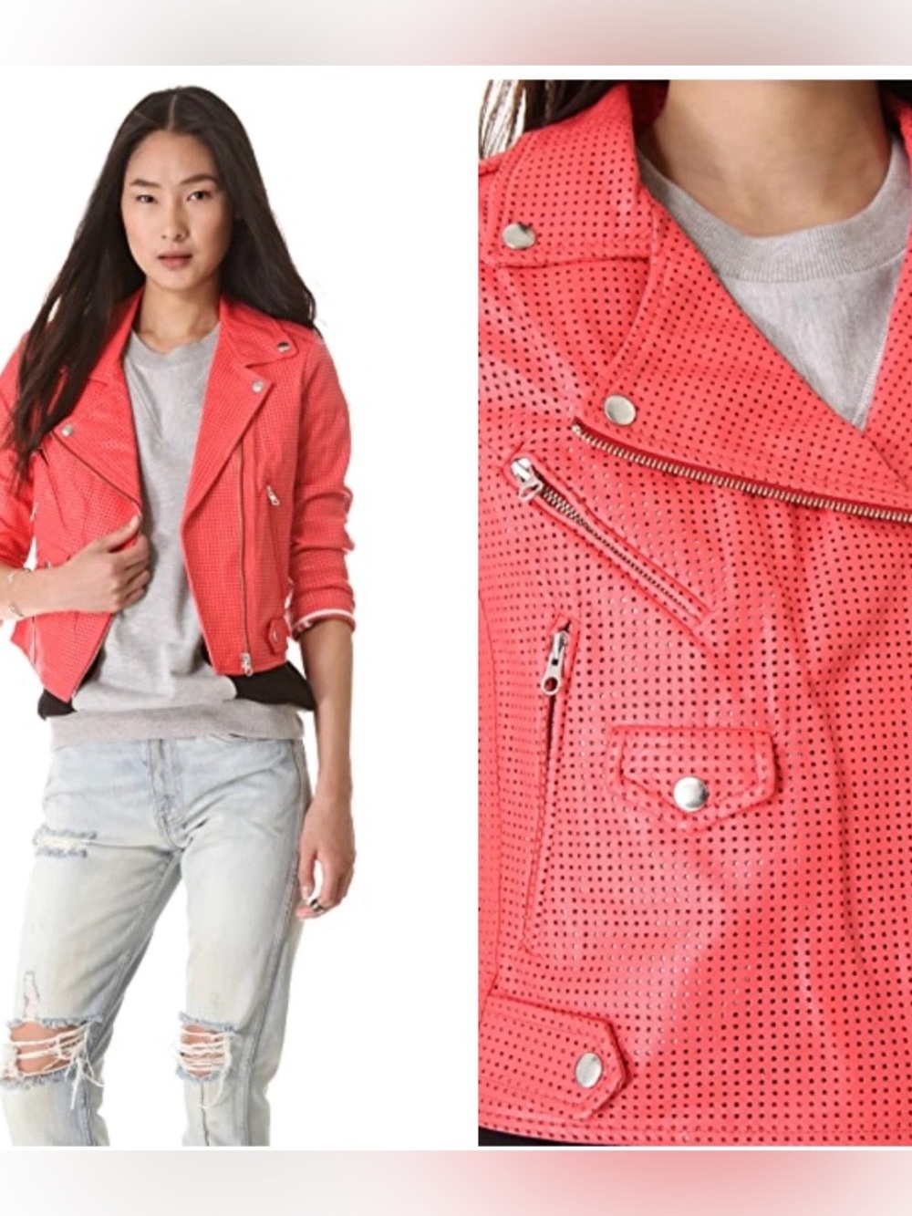Rebecca Minkoff Coral Perforated Leather Moto Jacket